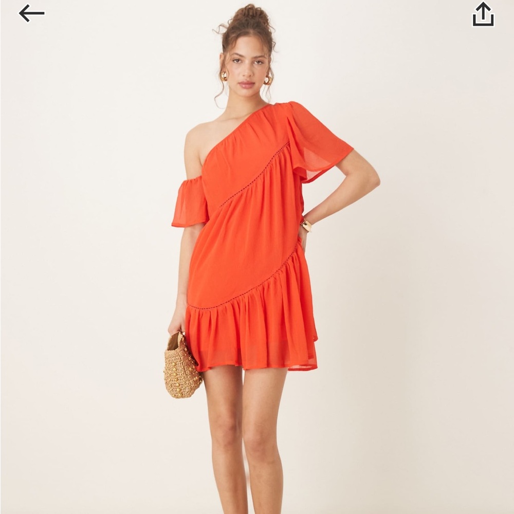 ASOS DESIGN one shoulder chiffon smock mini dress